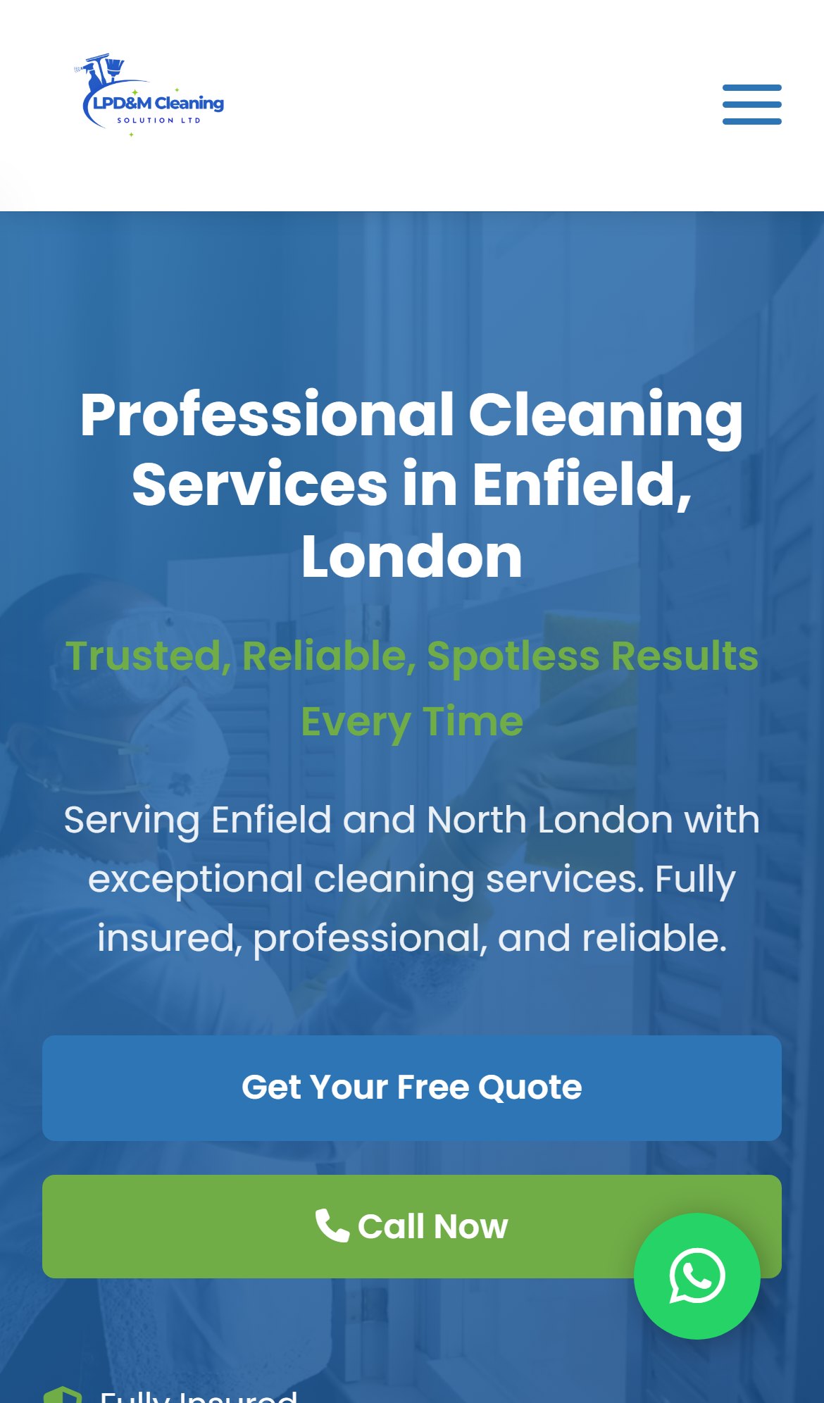 The same LPD&M website displayed on a mobile phone